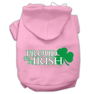 Proud To Be Irish Screen Print Pet Hoodies Light Pink Size Xs (8)