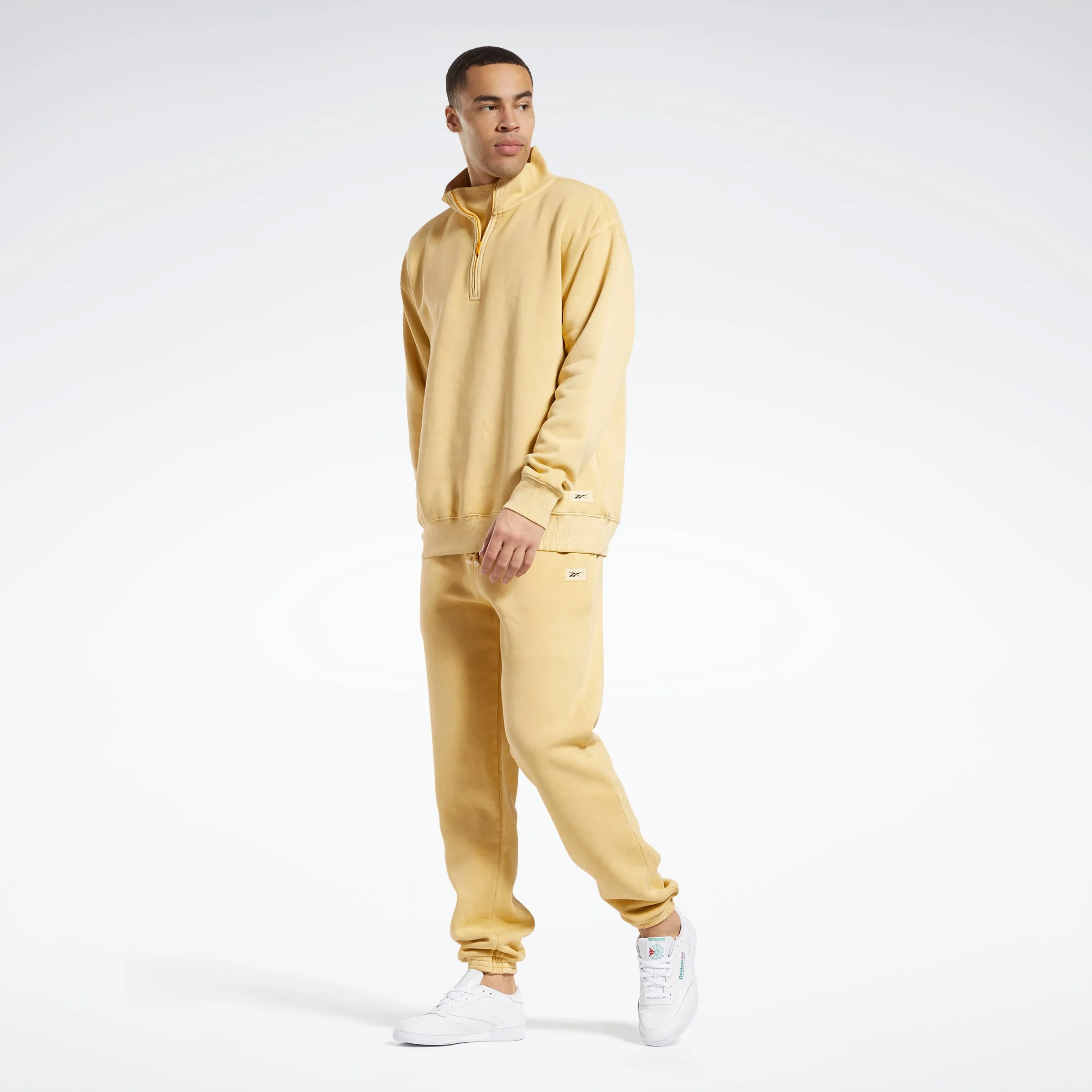 Reebok Apparel Men Classics Natural Dye Quarter-Zip Sweatshirt Bright Ochre