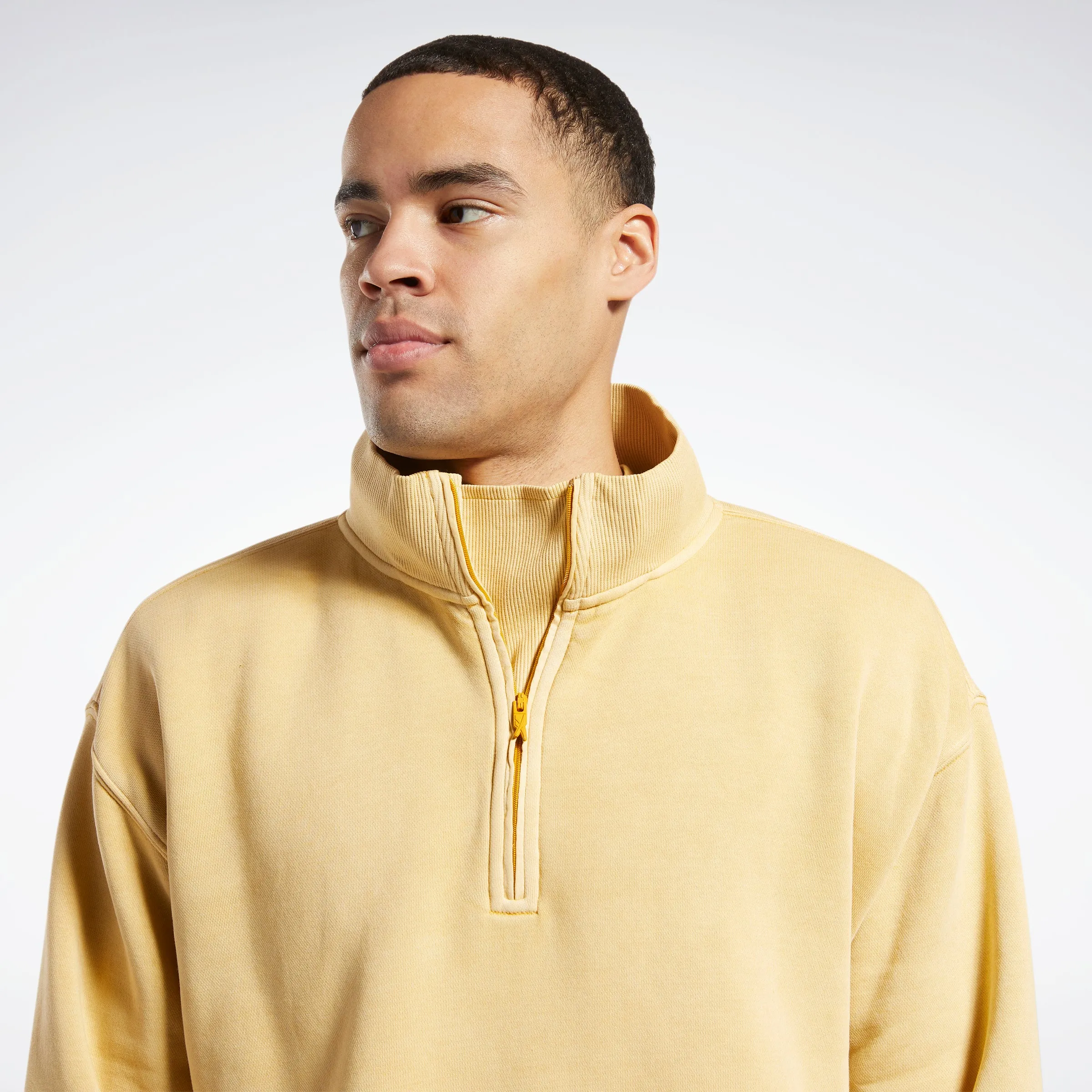 Reebok Apparel Men Classics Natural Dye Quarter-Zip Sweatshirt Bright Ochre