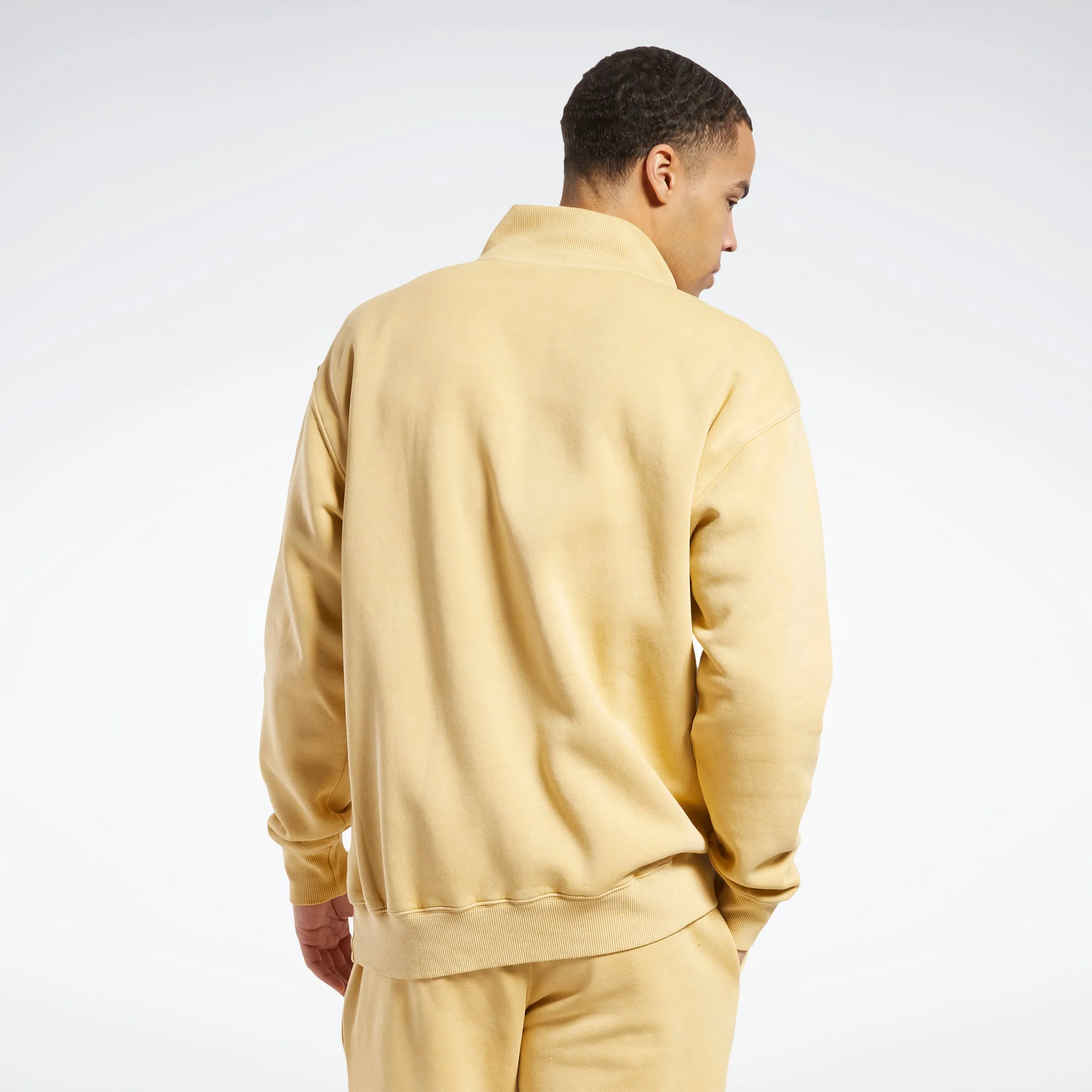 Reebok Apparel Men Classics Natural Dye Quarter-Zip Sweatshirt Bright Ochre