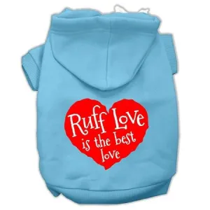 Ruff Love Screen Print Pet Hoodies Baby Blue Size Lg (14)