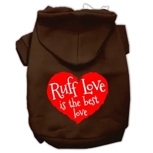 Ruff Love Screen Print Pet Hoodies Brown Size XL (16)