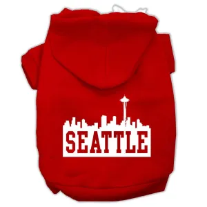 Seattle Skyline Screen Print Pet Hoodies Red Size Med (12)