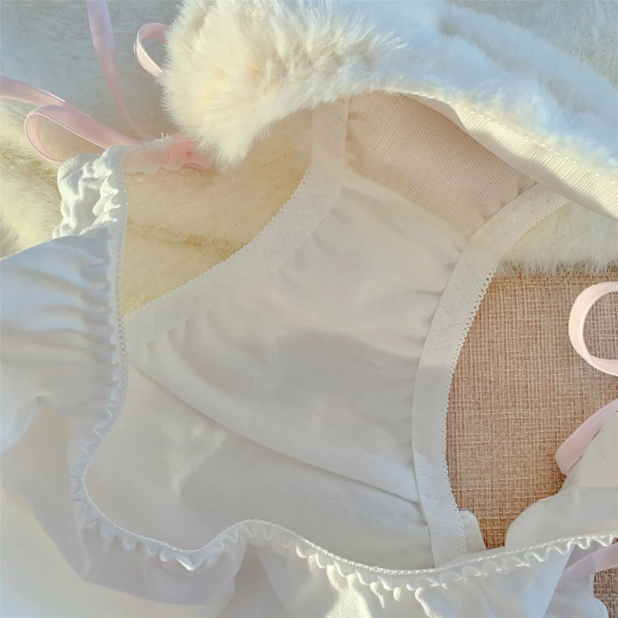 Spring Tulip Bunny Fuzzy Lingerie Set