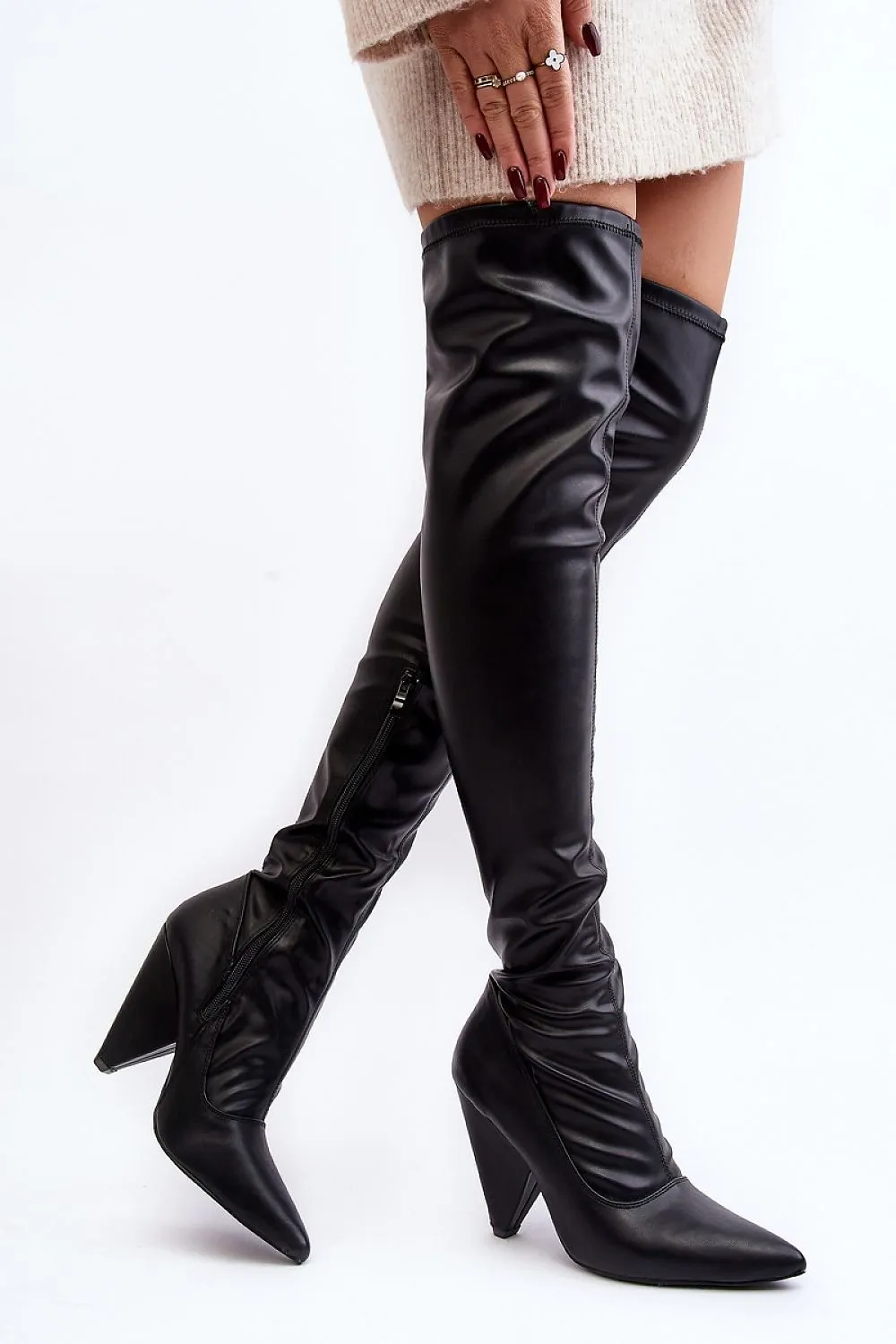 TEEK - Black Over The Knee Musketeer Boots