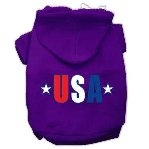 USA Star Screen Print Pet Hoodies Purple Size XS (8)