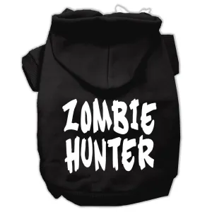 Zombie Hunter Screen Print Pet Hoodies Black Size XL (16)